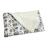 Australian Animals in Brown Snuggling Sherpa Rug