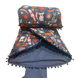 Australian Animals in Blue Thick 350gm Wadding Tummy Time Floor Rug