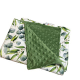 Eucalypts and Silver Dollar Snuggling Minky Blanket