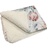 Watercolour Proteas Snuggling Sherpa Fleece Rug