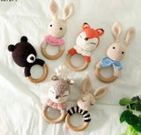 Beachwood and Crochet Cotton Assorted Animals Teething Toys