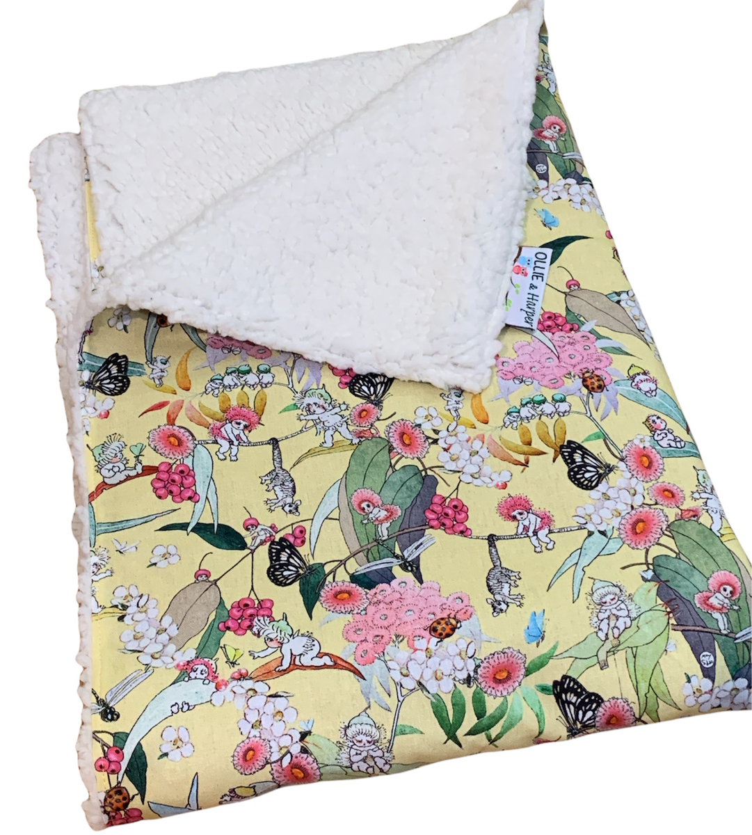 Eucalyptus and Pink Blossom Babies Snuggle Pot Cuddle Pie Sherpa Rug Ollie & Harper