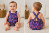 Indigenous Print in Purple  Cotton Lycra Rompers