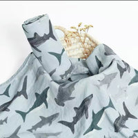 Sharks Bamboo Cotton Baby Swaddling Blankets