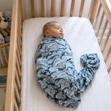 Whales on Blue Bamboo Cotton Swaddling Wrap “LIMITED EDITION”