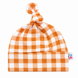 Brown Gingham Stretch Knit Swaddle Wrap & Beanie Set