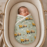 Carting the Hay Farm Tractor Light Green Snuggling Sherpa Rug