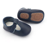 Genuine Leather TBar Shoes Navy