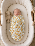 Yellow Daisy Flowers Bamboo Cotton Swaddling Wraps
