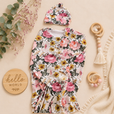 Brooke Floral Stretch Knit Swaddle & Beanie Set