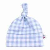 Soft Grey Gingham Stretch Knit Swaddle Wrap & Beanie Set