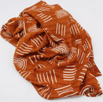 Rainbows in Rust Bamboo / Cotton Swaddling Wrap