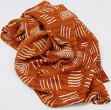 Rainbows in Rust Bamboo / Cotton Swaddling Wrap
