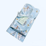Flying Elephant Nappy Wallet Snuggle Blanket Bib Newborn Gift Set -Blue