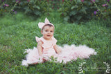 Pink Romper Ruffle Sleeves Organic Cotton Romper with Matching Headband