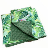 Tropical Palm Leaves Prelaminated Minky Waterproof Snuggle Blankets