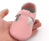 Genuine Leather Pink  T Bar Shoe