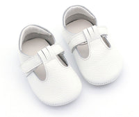 Genuine Leather White  T Bar Shoes