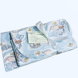 Flying Elephant Nappy Wallet Snuggle Blanket Bib Newborn Gift Set -Blue