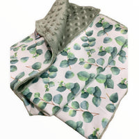 Eucalyptus Leaves Prelaminated Minky Waterproof Snuggle Blankets