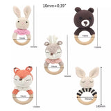 Beachwood and Crochet Cotton Assorted Animals Teething Toys