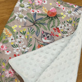 Possums and Banksia Blossoms Minky Blanket