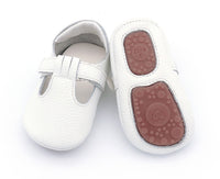 Genuine Leather White  T Bar Shoes